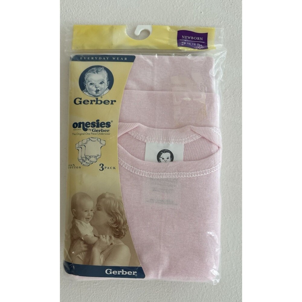 Gerber Onesies 3 Pack NOS Baby Girl Onesie Bodysuit Newborn Up To 12 Pound Retro